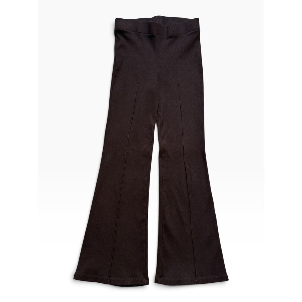 Donni. Espresso Brown Ribbed Kick Flare Pants Medium - Picture 2 of 5